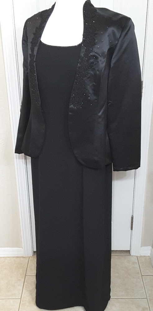 Bahari size 12 black beaded formal 2 piece dress